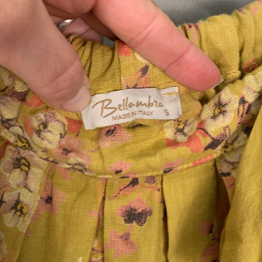 Bellambia 100% linen yellow floral midi sundress made in Italy woman’s small - Picture 6 of 9
